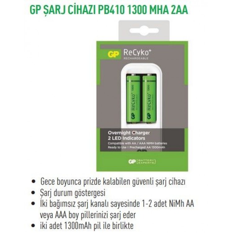 GP ŞARJ CİHAZI PB40 1300 MHA 2AA