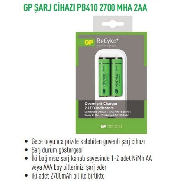 GP ŞARJ CİHAZI PB410 2700 MHA 2AA