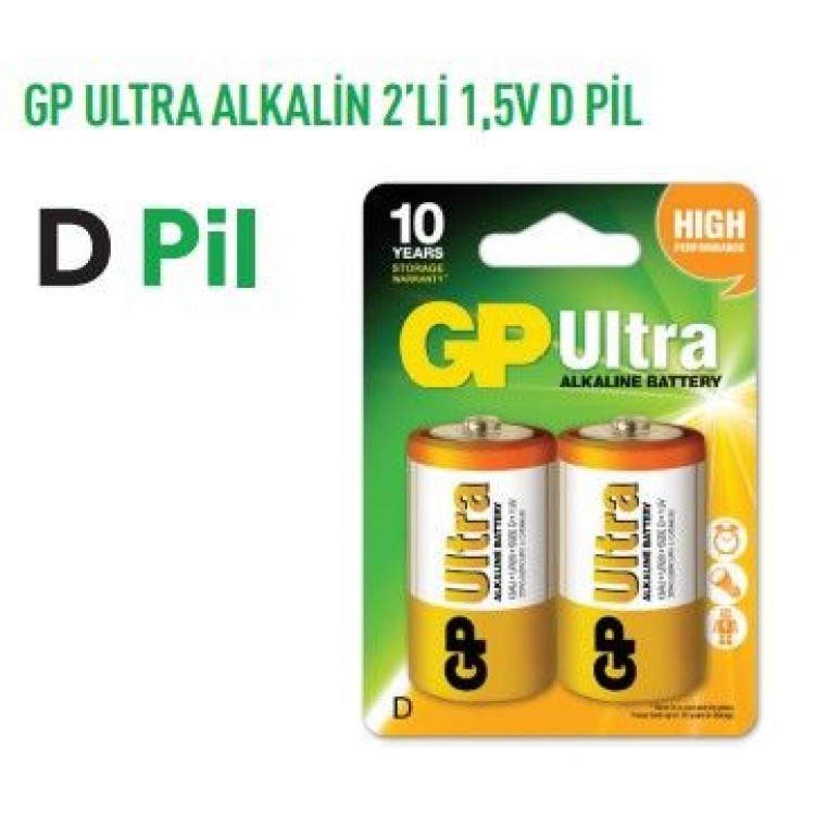 GP13AU  ULTRA ALKALİN 2'Lİ 1,5V KALIN PİL