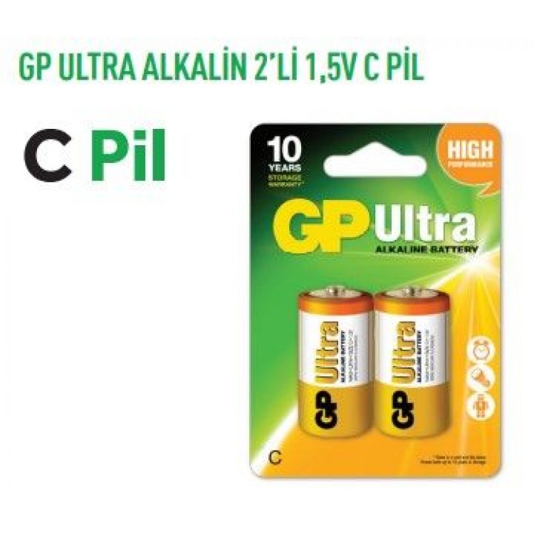 GP14AU  ULTRA ALKALİN 2'Lİ 1,5V ORTA PİL