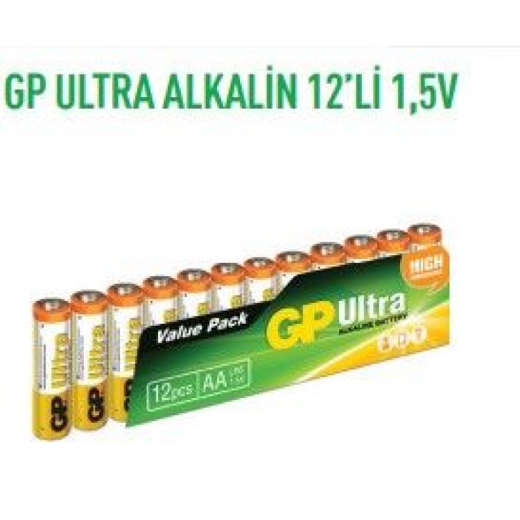 GP15AU-S12  ULTRA ALKALİN 12'Lİ 1,5V KALEM PİL