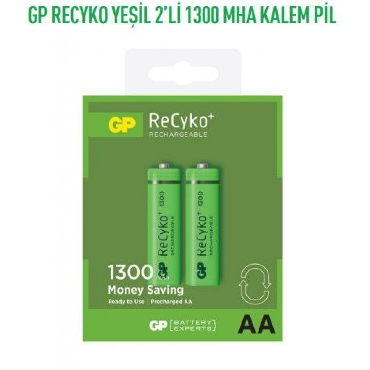 GP130AAHCEMTR-2GB2  RECYKO YEŞİL 2'Lİ 1300 MHA KALEM PİL