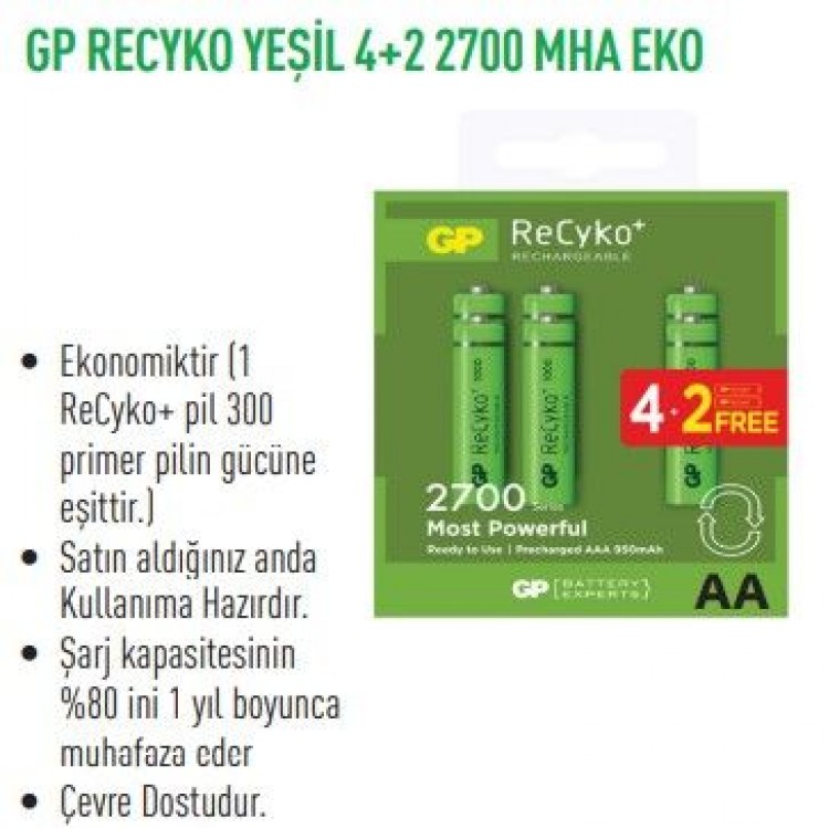 GP270AAHCE4/2BB-P6  RECYKO YEŞİL 4+2 2700 MHA EKO