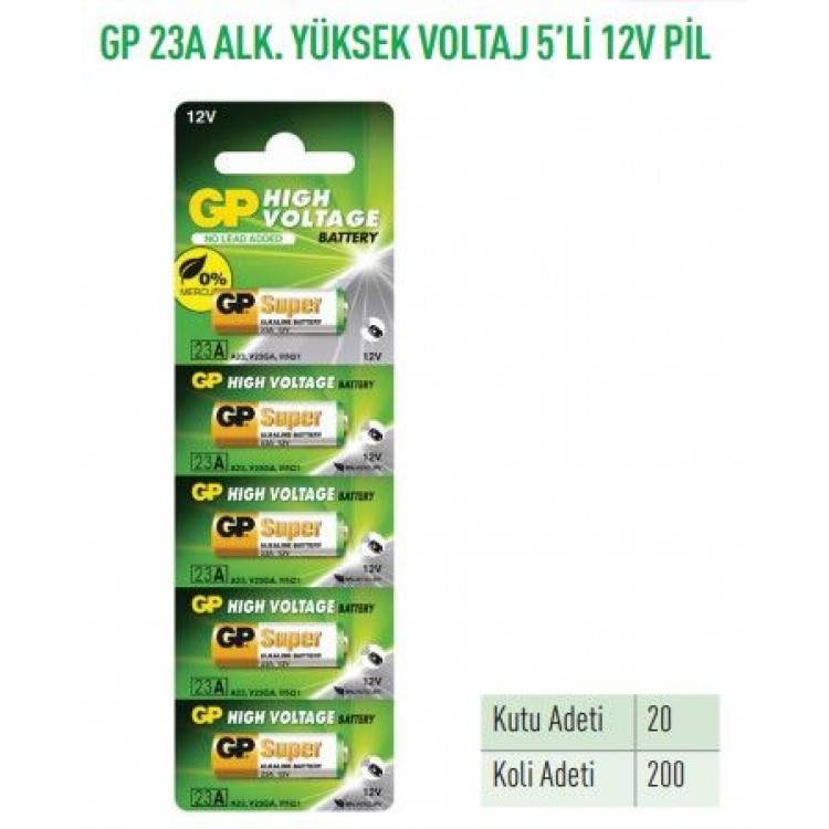 GP23A-C5  23A ALK. YÜKSEK VOLTAJ 5'Lİ 12V PİL