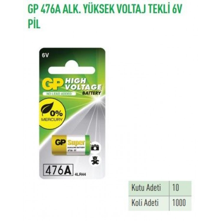 GP476AF  476A ALK.YÜKSEK VOLTAJ TEKLİ 6V PİL